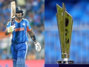 T20 World Cup points table update graphic in landscape showing India, South Africa, Afghanistan and West Indies players with trophy after IND vs SA and AFG vs WI matches.